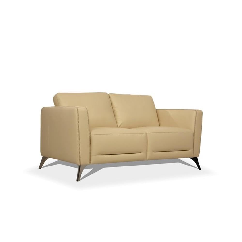 Acme Malaga Leather Loveseat In Cream